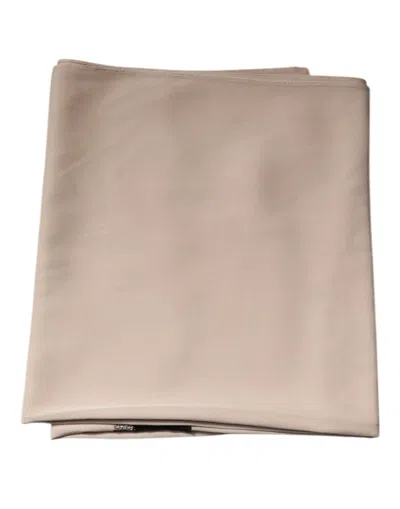 Pre-owned Dolce & Gabbana Beige Floral Lace Trim Silk Neck Wrap Women's Scarf ()
