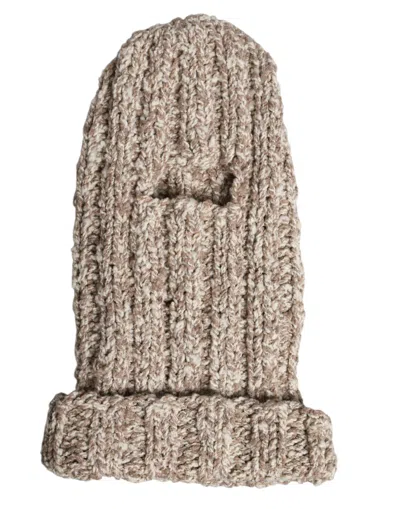 Dolce & Gabbana Beige Wool Knitted Ski Mask Balaclava Hat In Beige