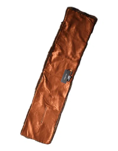 Dolce & Gabbana Black Brown Stripe Fur Shawl Wrap Scarf In Black And Brown