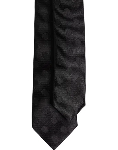 Dolce & Gabbana Black Circles Silk Adjustable Neckmen's Men's Tie In Black