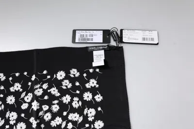Dolce & Gabbana Black Floral Silk Square Wrap Shawl Scarf In Black