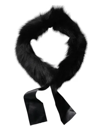 Dolce & Gabbana Black Fur Shoulder Collar Wrap Shawl Scarf In Black