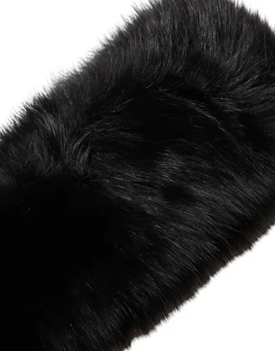 Dolce & Gabbana Black Fur Shoulder Collar Wrap Shawl Scarf In Black