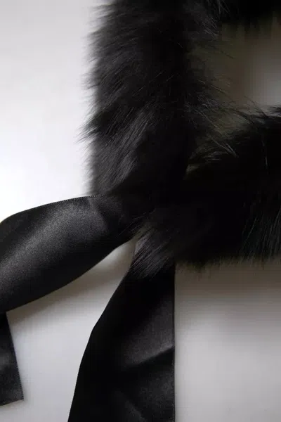 Dolce & Gabbana Black Fur Shoulder Collar Wrap Shawl Scarf In Black