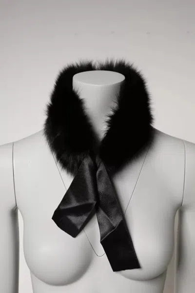 Dolce & Gabbana Black Fur Shoulder Collar Wrap Shawl Scarf In Black