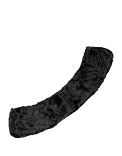 Dolce & Gabbana Black Lamb Fur Collar Women Neck Wrap Scarf In Black
