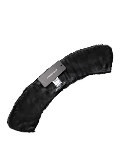 Dolce & Gabbana Black Lamb Fur Collar Women Neck Wrap Scarf In Black