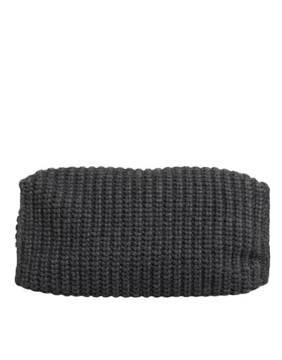Dolce & Gabbana Black Large Knitted Crochet Shoulder Shopper Dg Logo Bag In Black