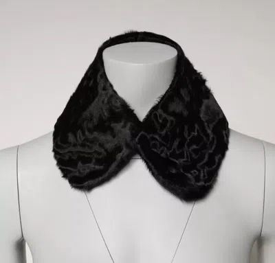 Dolce & Gabbana Black Lamb Fur Collar Women Neck Wrap Scarf In Black