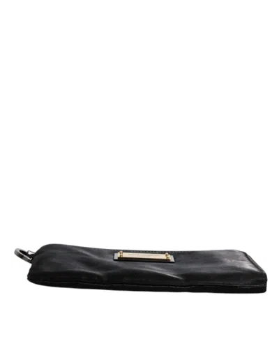 Pre-owned Dolce & Gabbana Black Nylon Logo Plaque Keyring Pouch Clutch Men's Bag ()