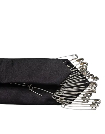 Dolce & Gabbana Black Pins Embellished Adjustable Neckmen's Men's Tie In Black