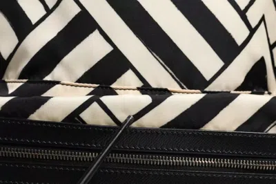 Pre-owned Dolce & Gabbana Black White Nylon Leather Travel Back Pack Men's Bag () In Black And White