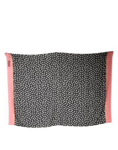 Pre-owned Dolce & Gabbana Black White Polka Dots Fringes Wrap Women's Scarf () In Black And White