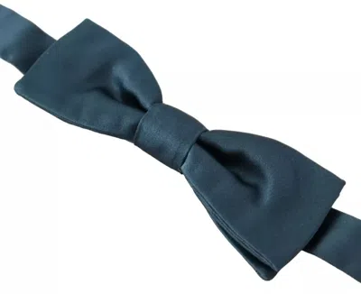 Dolce & Gabbana Blue 100% Silk Adjustable Neck Bow Tie Men's Mens In Blue