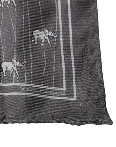 Dolce & Gabbana Brown Elephant Fantasy Handkerchief Scarf In Brown