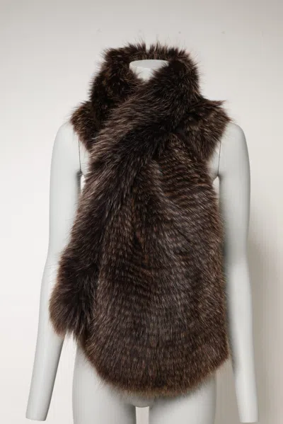 Dolce & Gabbana Brown Raccoon Fur Neck Warmer Winter Scarf In Brown