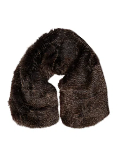 Dolce & Gabbana Brown Raccoon Fur Neck Warmer Winter Scarf In Brown