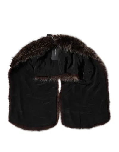 Dolce & Gabbana Brown Raccoon Fur Neck Warmer Winter Scarf In Brown