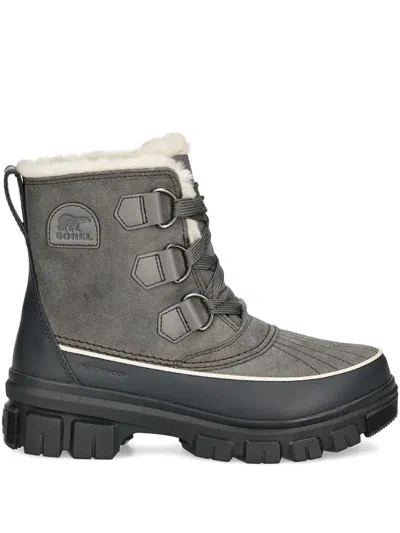 Sorel Tivoli V Faux Fur Lined Waterproof Boot In Quarry/grill