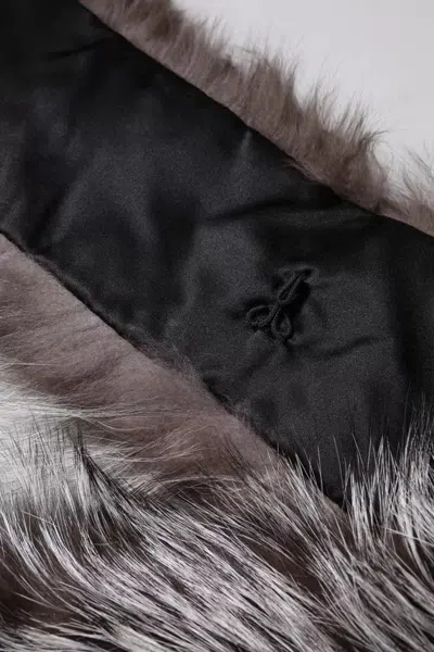 Dolce & Gabbana Gray Fox Fur Neck Wrap Warmer Winter Scarf In Gray