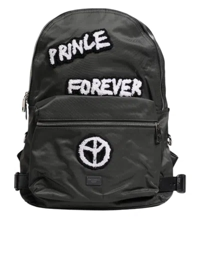 Dolce & Gabbana Gray Nylon Prince Forever School Travel Backpack Bag In Gray