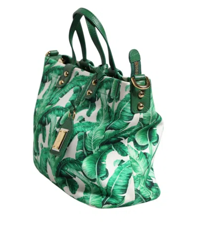 Dolce & Gabbana Green Canvas Botanical Garden Women Tote Bag In Green