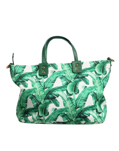 Dolce & Gabbana Green Canvas Botanical Garden Women Tote Bag In Green