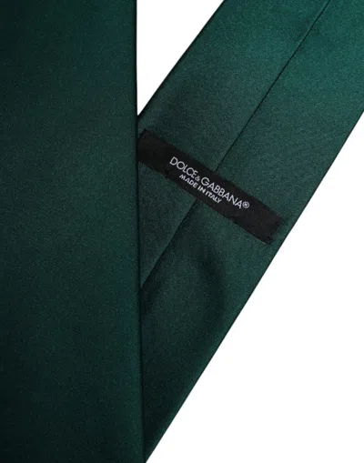 Dolce & Gabbana Green Solid Cotton Adjustable Neckmen's Men's Tie In Green