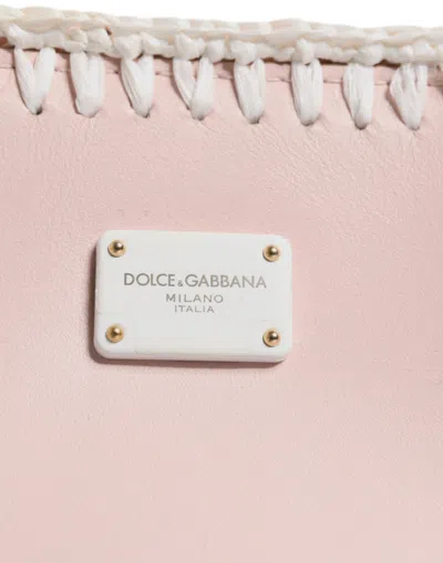 Dolce & Gabbana Light Pink Logo Plaque Soft Leather Strap Crossbody Bag In Pink