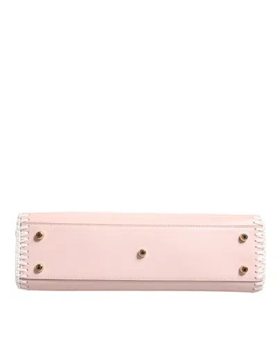 Dolce & Gabbana Light Pink Logo Plaque Soft Leather Strap Crossbody Bag In Pink