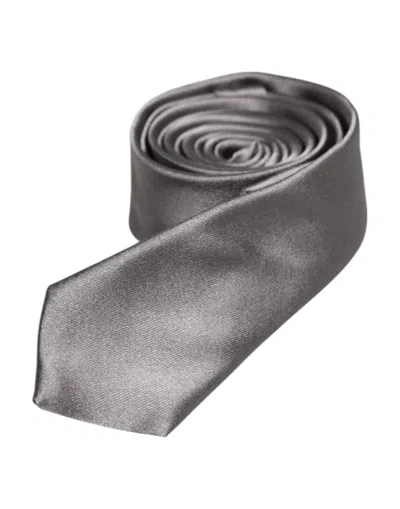 Dolce & Gabbana Metallic Silver Silk Adjustable Neckmen's Men's Tie In Silver