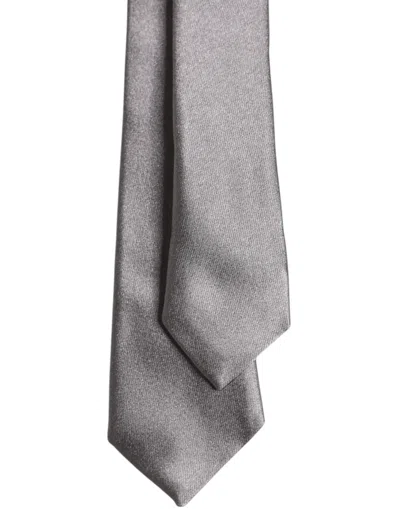 Dolce & Gabbana Metallic Silver Silk Adjustable Neckmen's Men's Tie In Silver