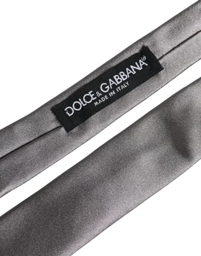 Dolce & Gabbana Metallic Silver Silk Adjustable Neckmen's Men's Tie In Silver