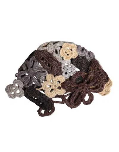 Dolce & Gabbana Multicolor Floral Silk Crochet Beanie Hat In Multicolor