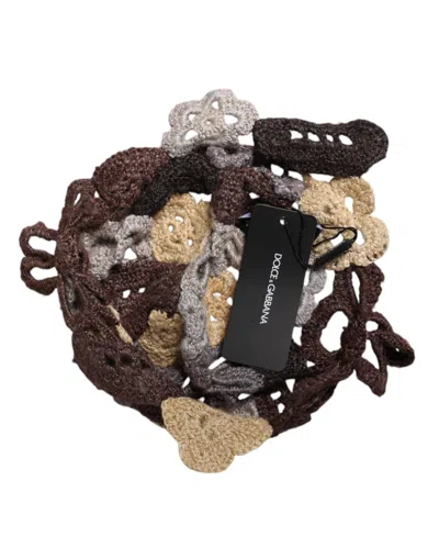 Dolce & Gabbana Multicolor Floral Silk Crochet Beanie Hat In Multicolor