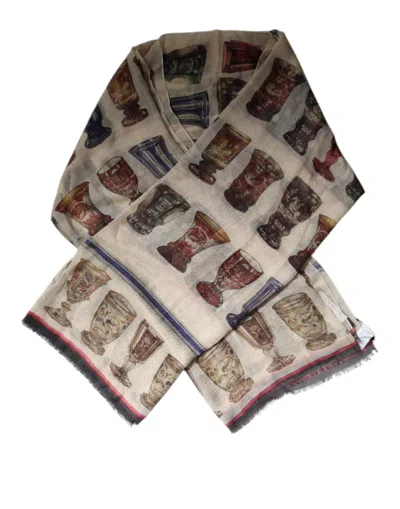 Pre-owned Dolce & Gabbana Multicolor Glass Cashmere Foulard Women's Scarf ()