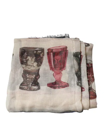 Pre-owned Dolce & Gabbana Multicolor Glass Cashmere Foulard Women's Scarf ()