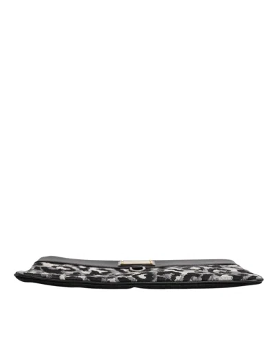 Dolce & Gabbana Multicolor Leopard Jacquard Logo Plaque Men Pouch Men's Bag In Multicolor