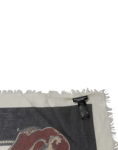 Pre-owned Dolce & Gabbana Multicolor Printed Cashmere Foulard Men's Scarf ()