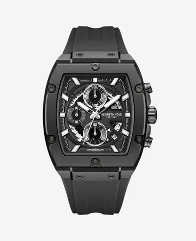Kenneth Cole Chronograph Sport Silicone Watch In Black