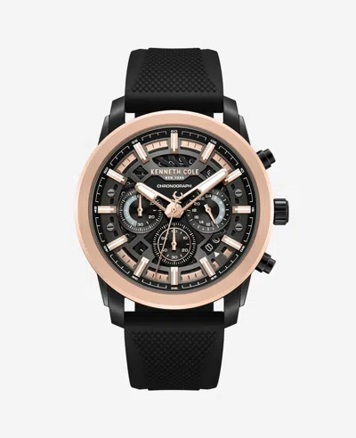 Kenneth Cole Chronograph Sport Silicone Watch In Black
