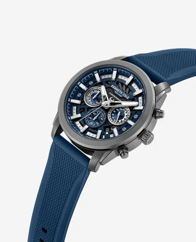 Kenneth Cole Chronograph Sport Silicone Watch In Blue