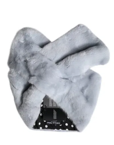 Dolce & Gabbana Powder Blue Mink Fur Neck Warmer Scarf In Light Blue