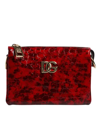 Dolce & Gabbana Red Exotic Leather Dg Logo Women Crossbody Bag In Red