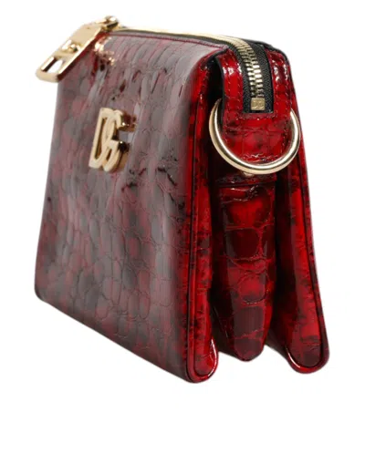 Dolce & Gabbana Red Exotic Leather Dg Logo Women Crossbody Bag In Red