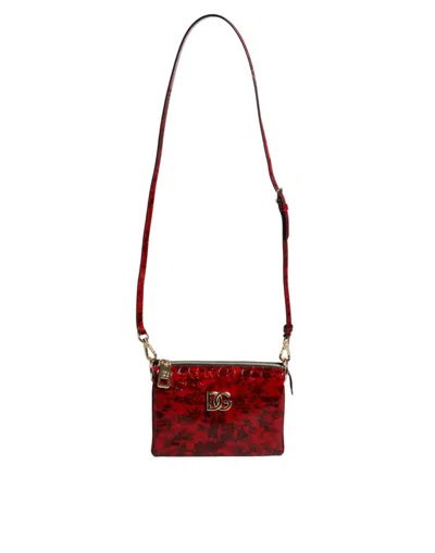 Dolce & Gabbana Red Exotic Leather Dg Logo Women Crossbody Bag In Red