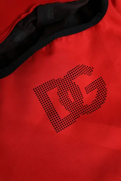 Dolce & Gabbana Red Logo Polyester Wide Brim Balaclava Hat In Red