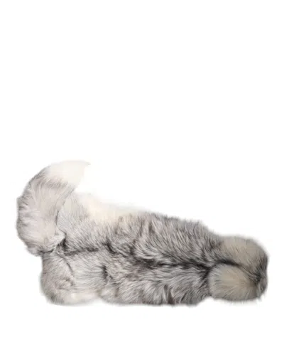 Dolce & Gabbana White Fox Fur Neck Wrap Warmer Winter Scarf In White