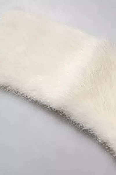 Dolce & Gabbana White Mink Fur Collar Women Neck Wrap Scarf In White