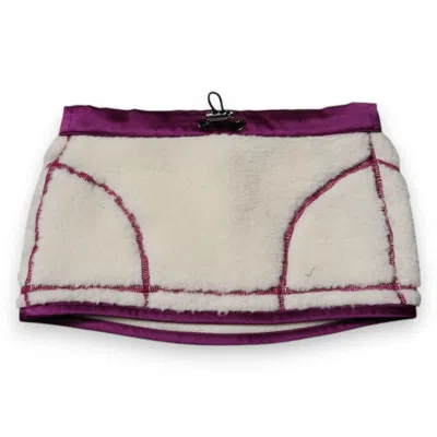 Dolce & Gabbana White Purple Cashmere Fleece Neck Warmer Scarf In White